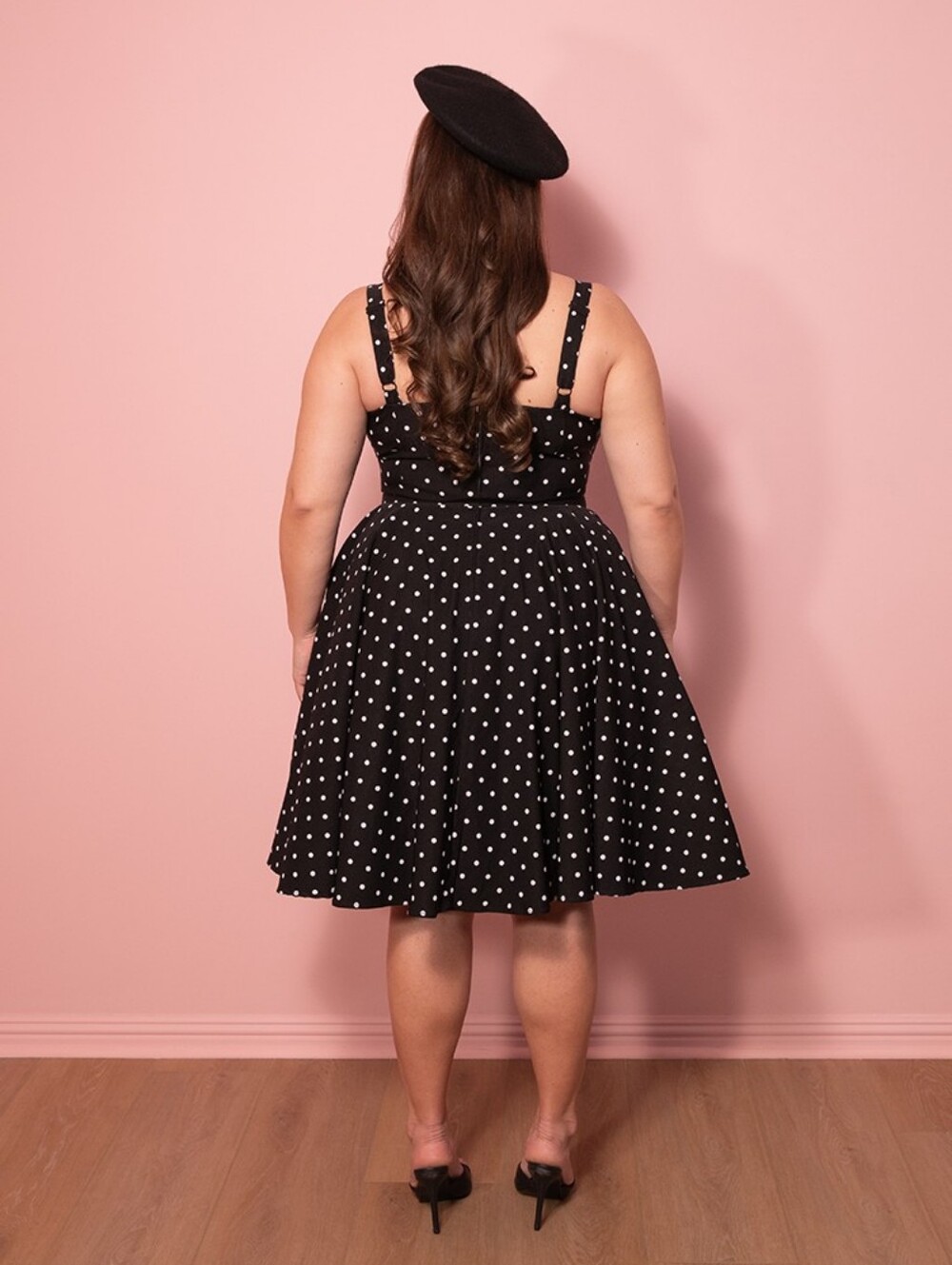 Vixen by Micheline Pitt Maneater Swing Dress in Black Polka Dot, small - Picture 4 of 7